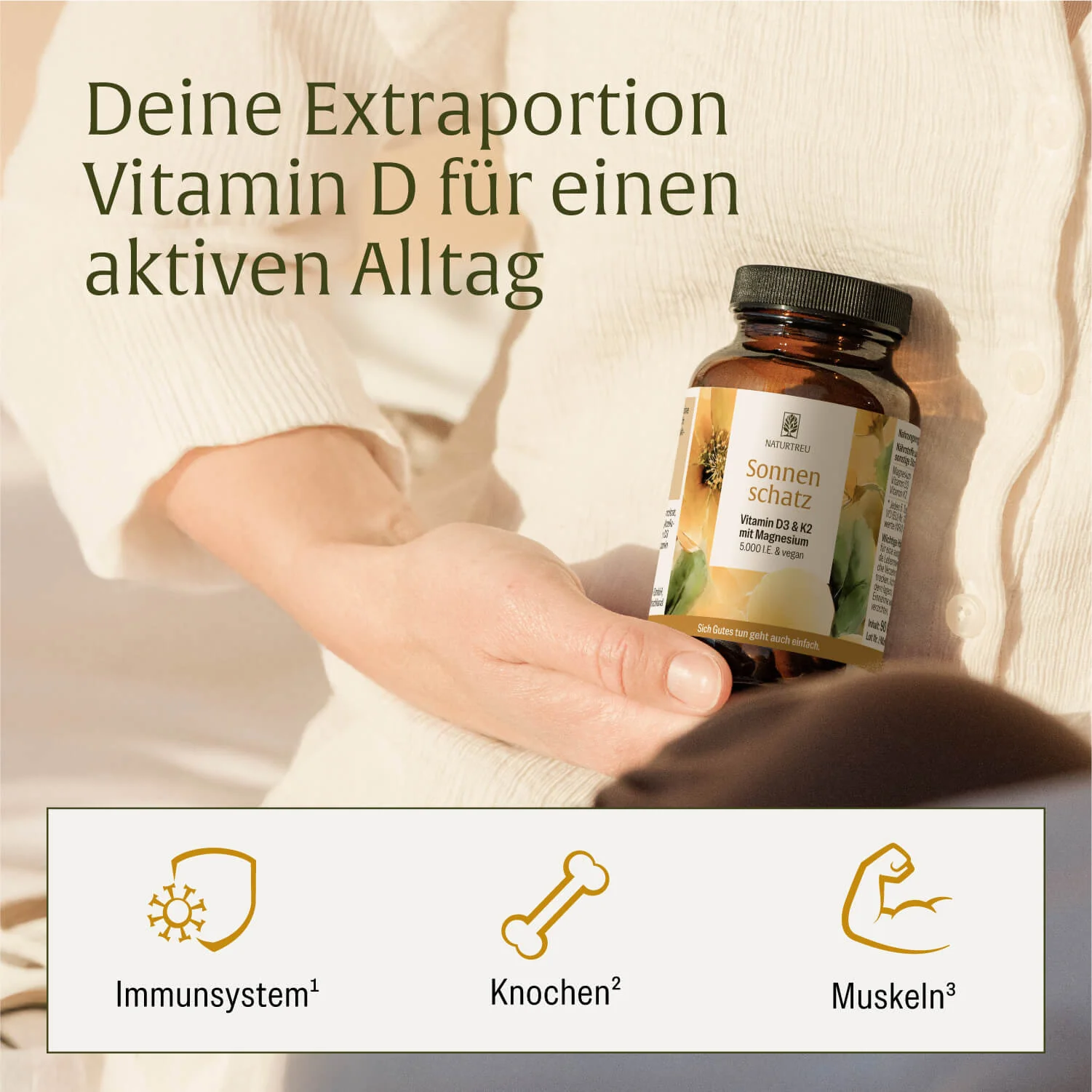 Sonnenschatz: Veganes Vitamin D3 5.000 I.E. mit K2 & Magnesium (5 Tage Depot) - Image 4