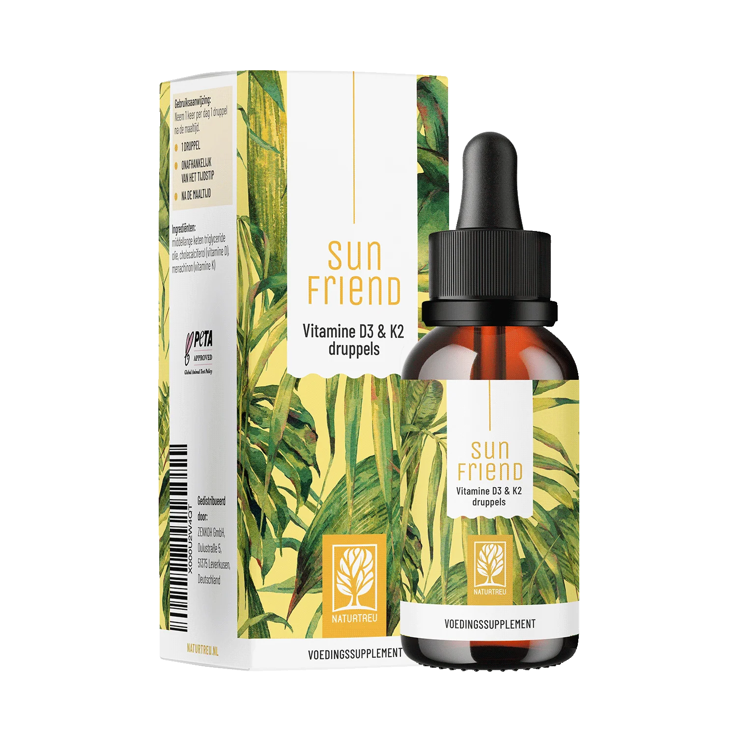 Sun Friend: Vitamine d3 en k2 in druppelvorm voor volwassenen (1.000 IE)