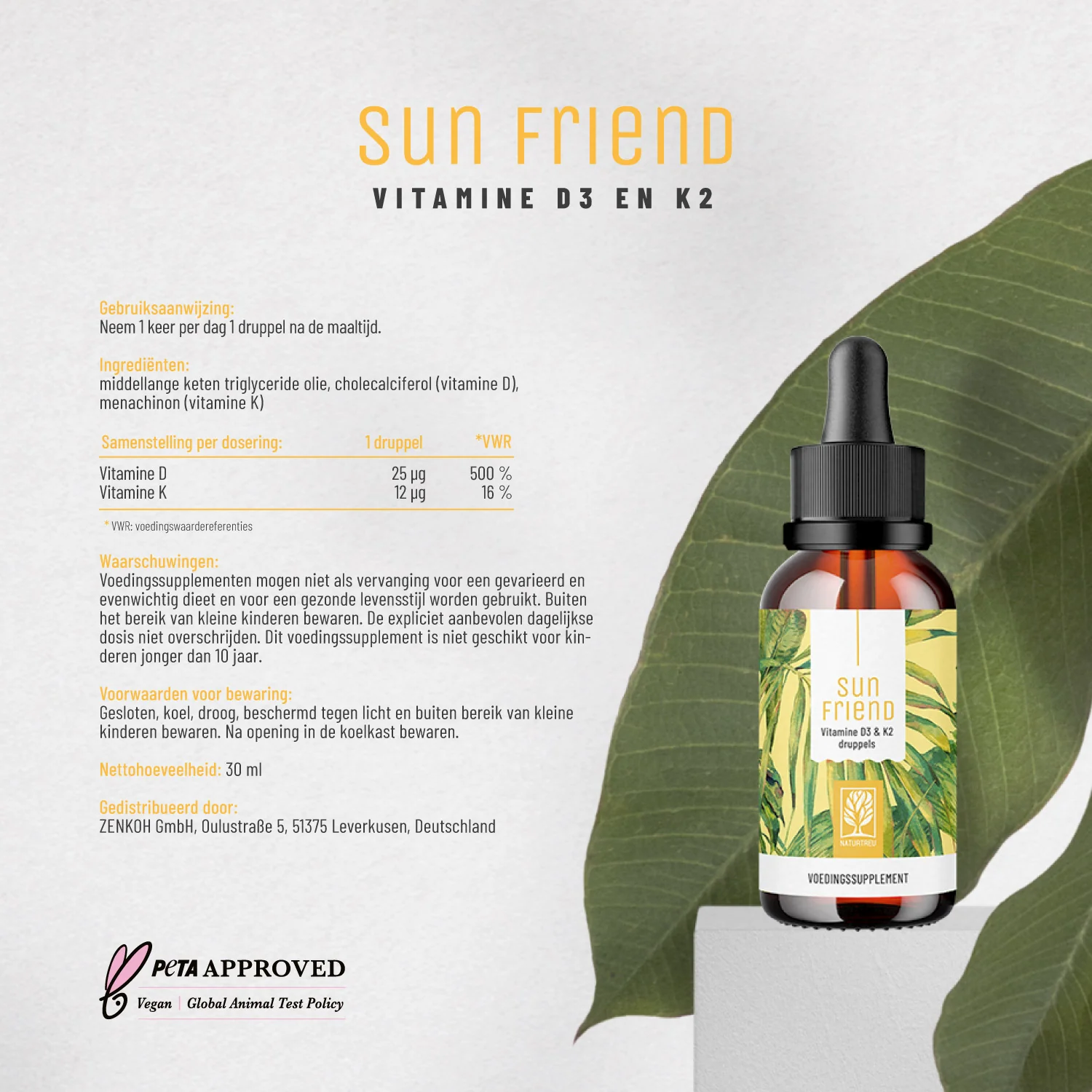 Sun Friend: Vitamine d3 en k2 in druppelvorm voor volwassenen (1.000 IE) - Image 7
